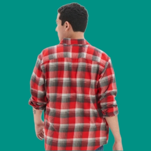 NWT - American Eagle Men Red Super Soft Flannel Shirt - SZ L - Picture 5 of 8